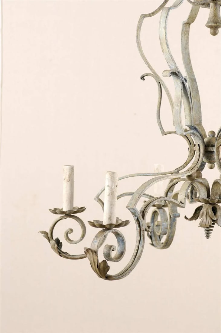 French Mid-20th Century Painted Six-Light Chandelier - 3