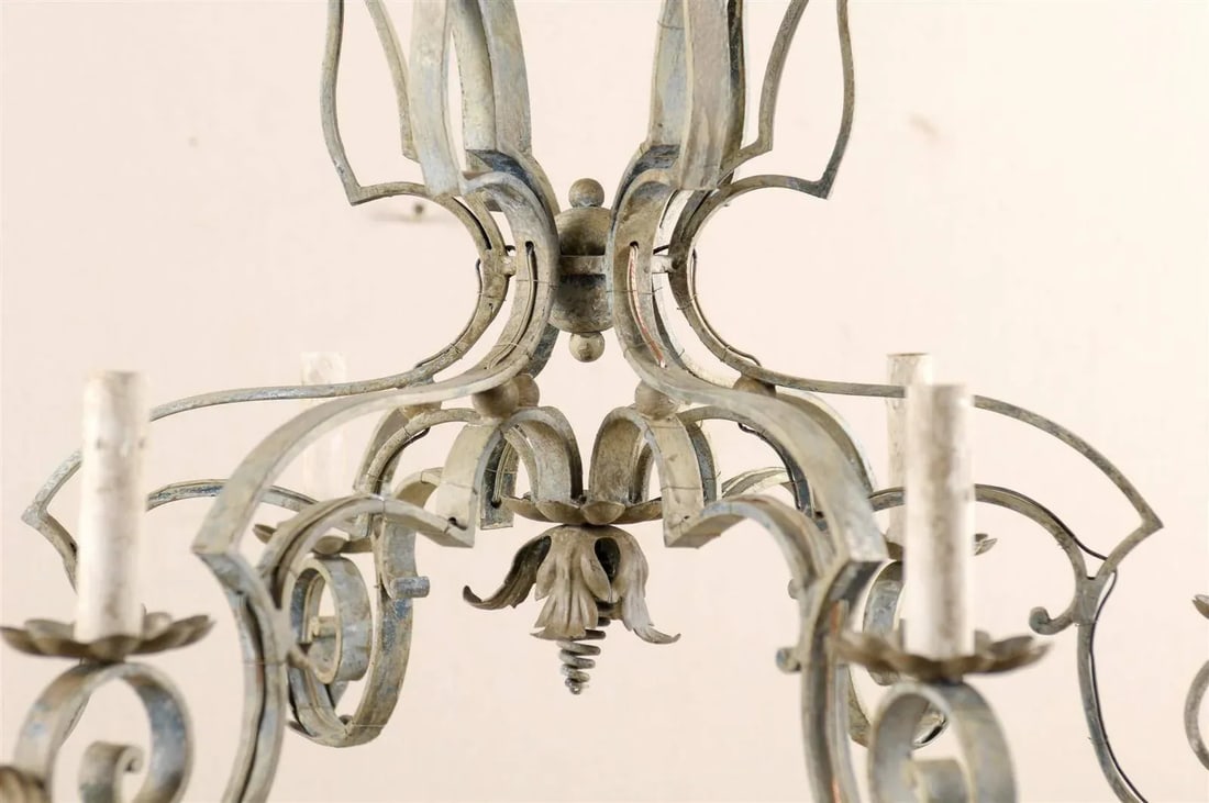 French Mid-20th Century Painted Six-Light Chandelier - 4