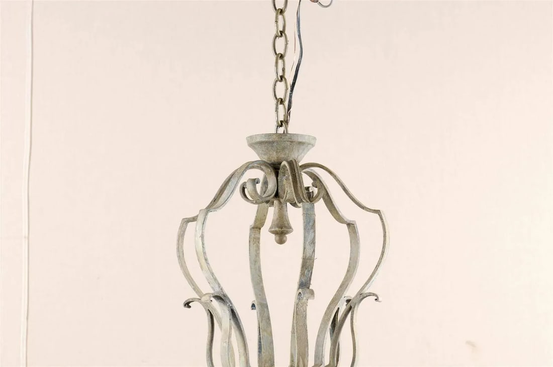 French Mid-20th Century Painted Six-Light Chandelier - 5