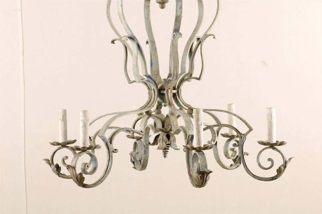 French Mid-20th Century Painted Six-Light Chandelier - 6