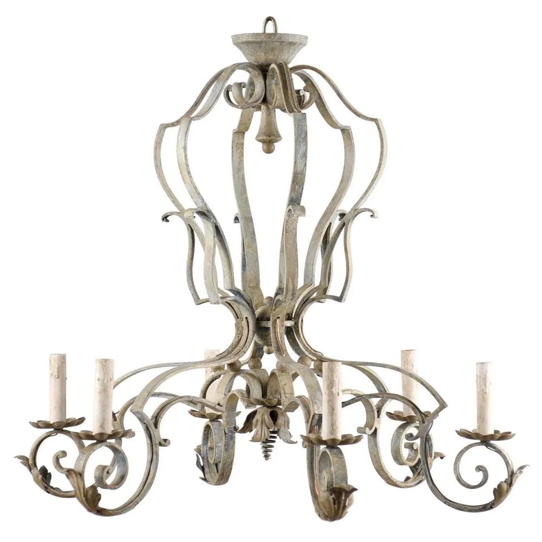 French Mid-20th Century Painted Six-Light Chandelier - 8