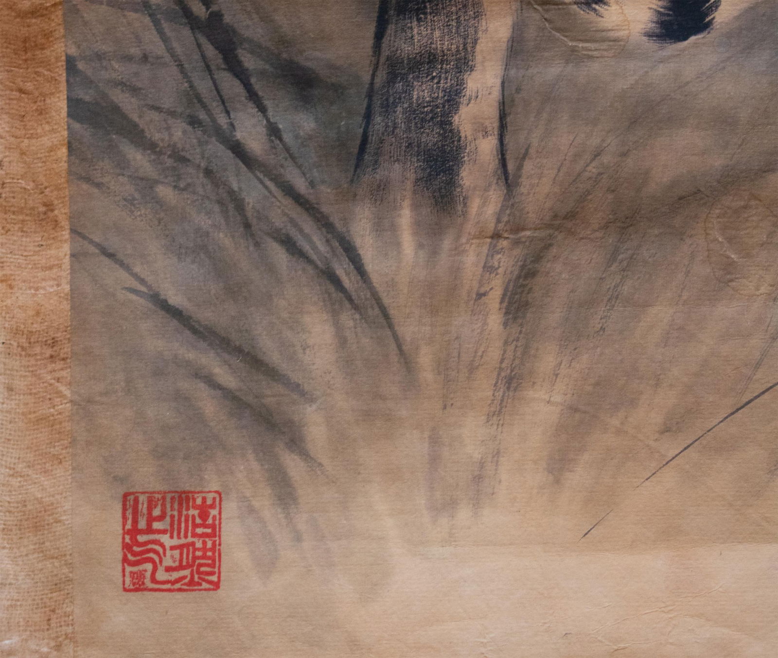 Fine Antique or Vintage Chinese Watercolor Scroll Painting of Tiger on His Daily Walk - 14