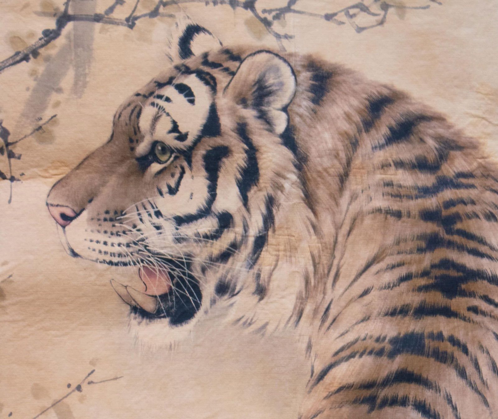 Fine Antique or Vintage Chinese Watercolor Scroll Painting of Tiger on His Daily Walk - 7