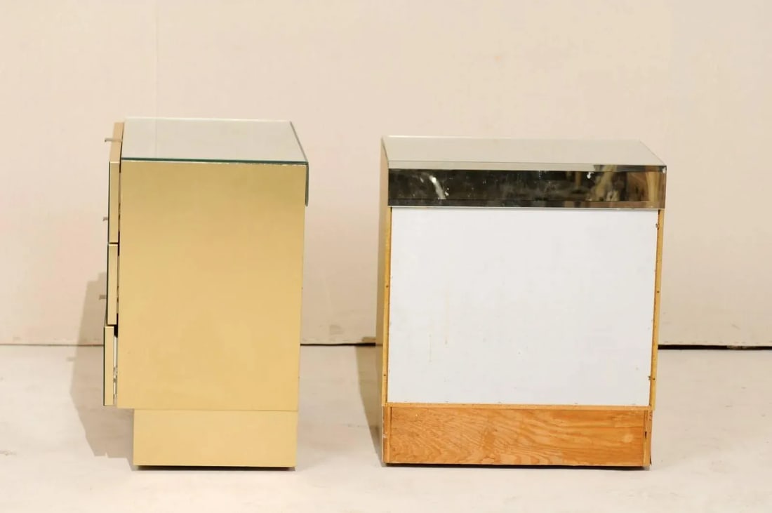 Modern Style Three-Drawer Mirrored Chests - A Pair - 10