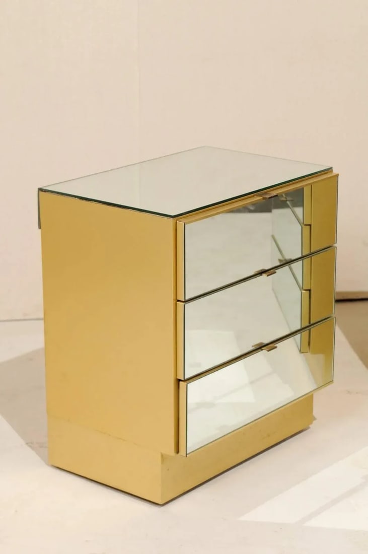 Modern Style Three-Drawer Mirrored Chests - A Pair - 5