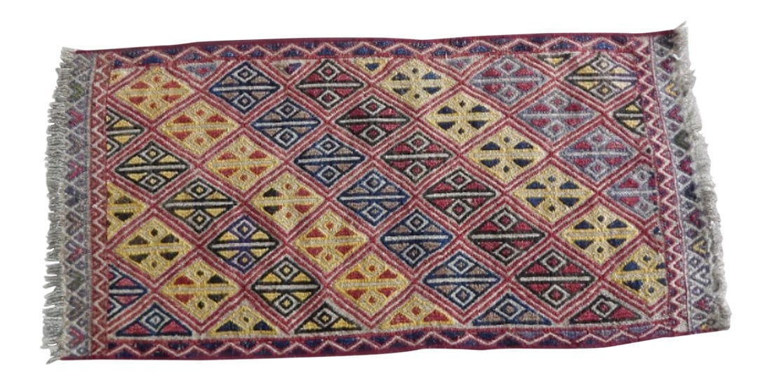 Vintage Turkish Yastik Petite Rug Hand Knotted Faded Runner 1"²5"³ × 2"²10"³ (1 of 8)