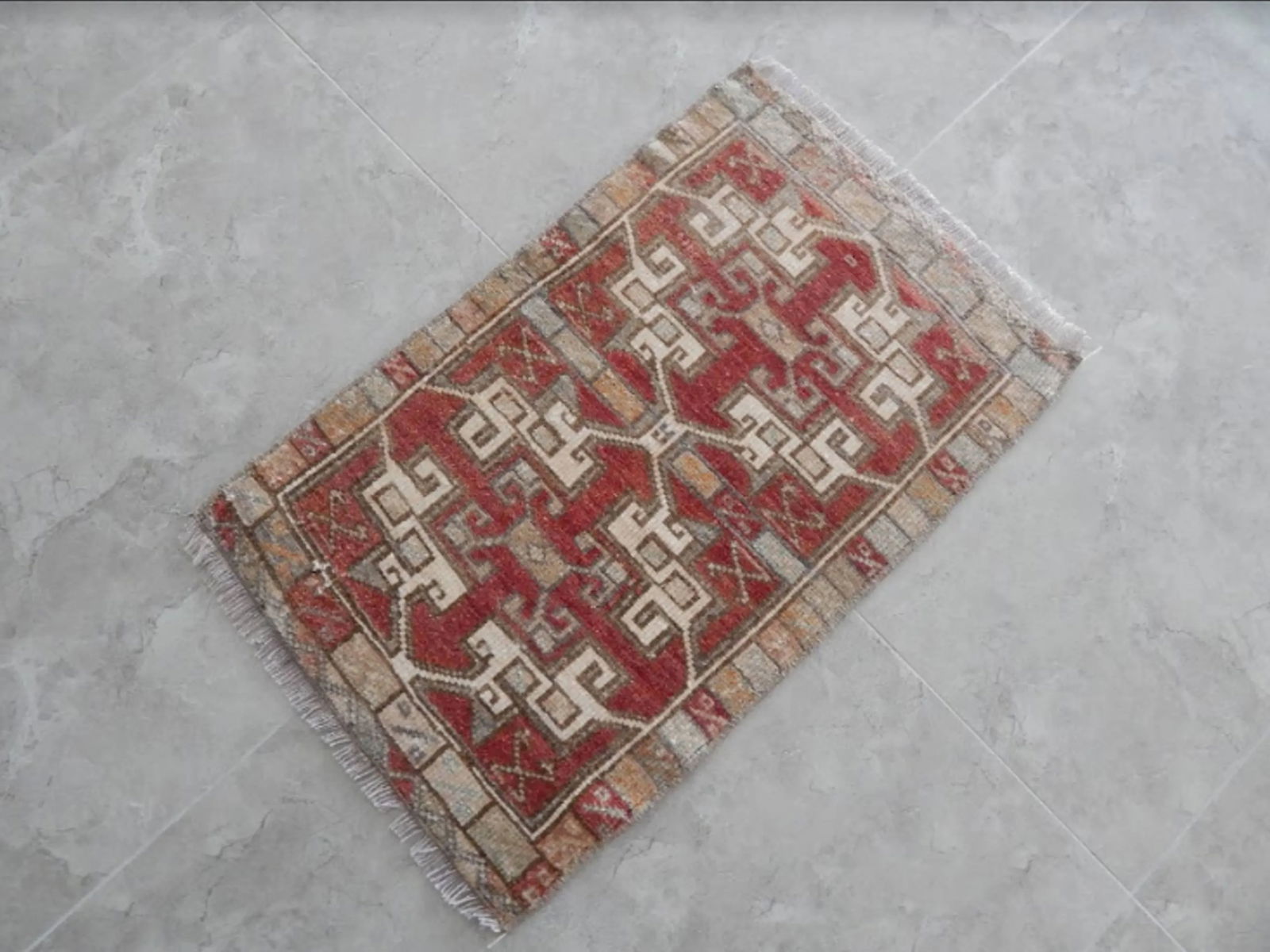 Distressed Low Pile Yastik Rug Faded Mat - 3