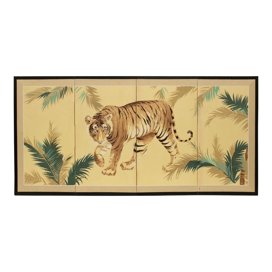 Circa 1980s Coastal Style Chinese Printed Silk Screen (1 of 12)