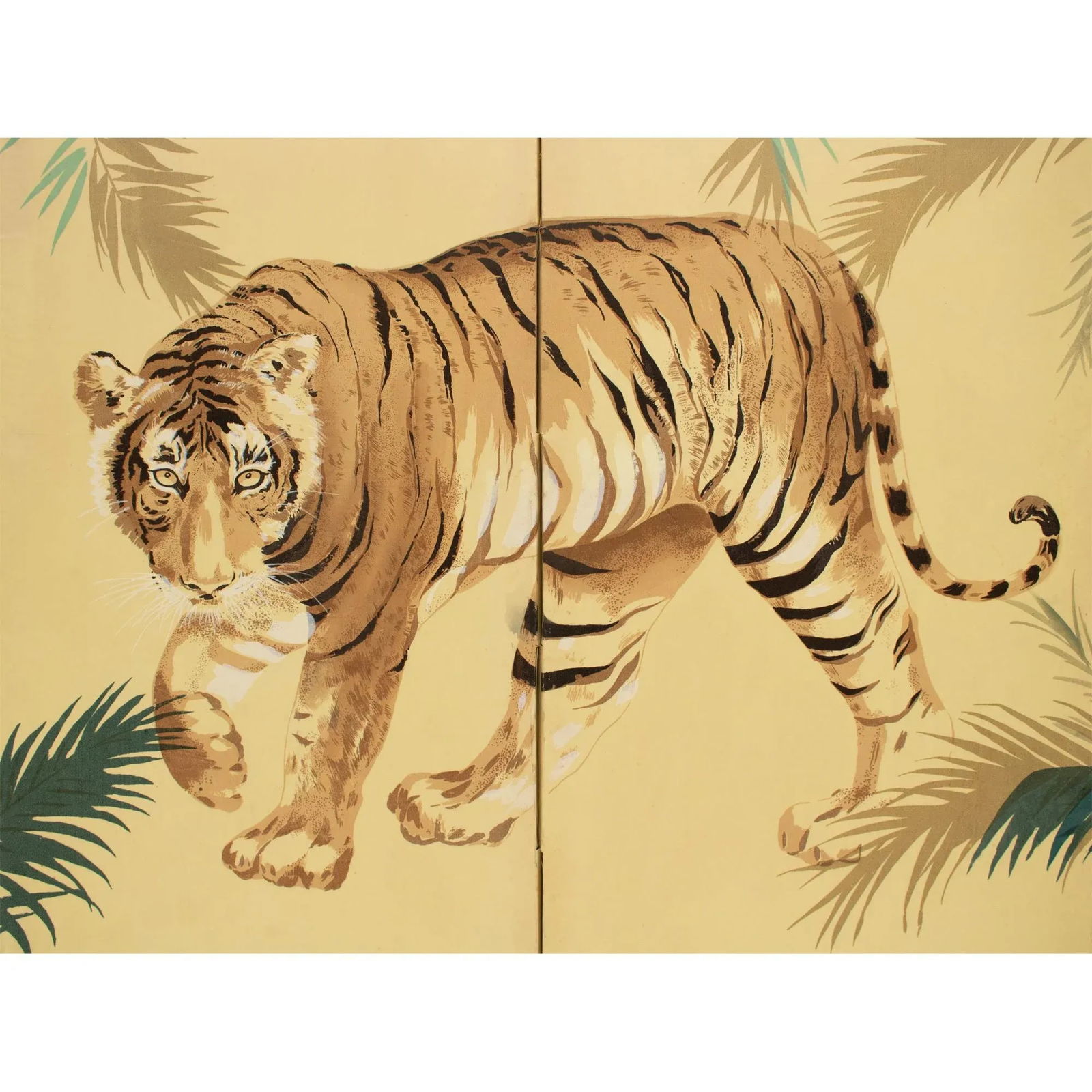 Circa 1980s Coastal Style Chinese Printed Silk Screen - 4