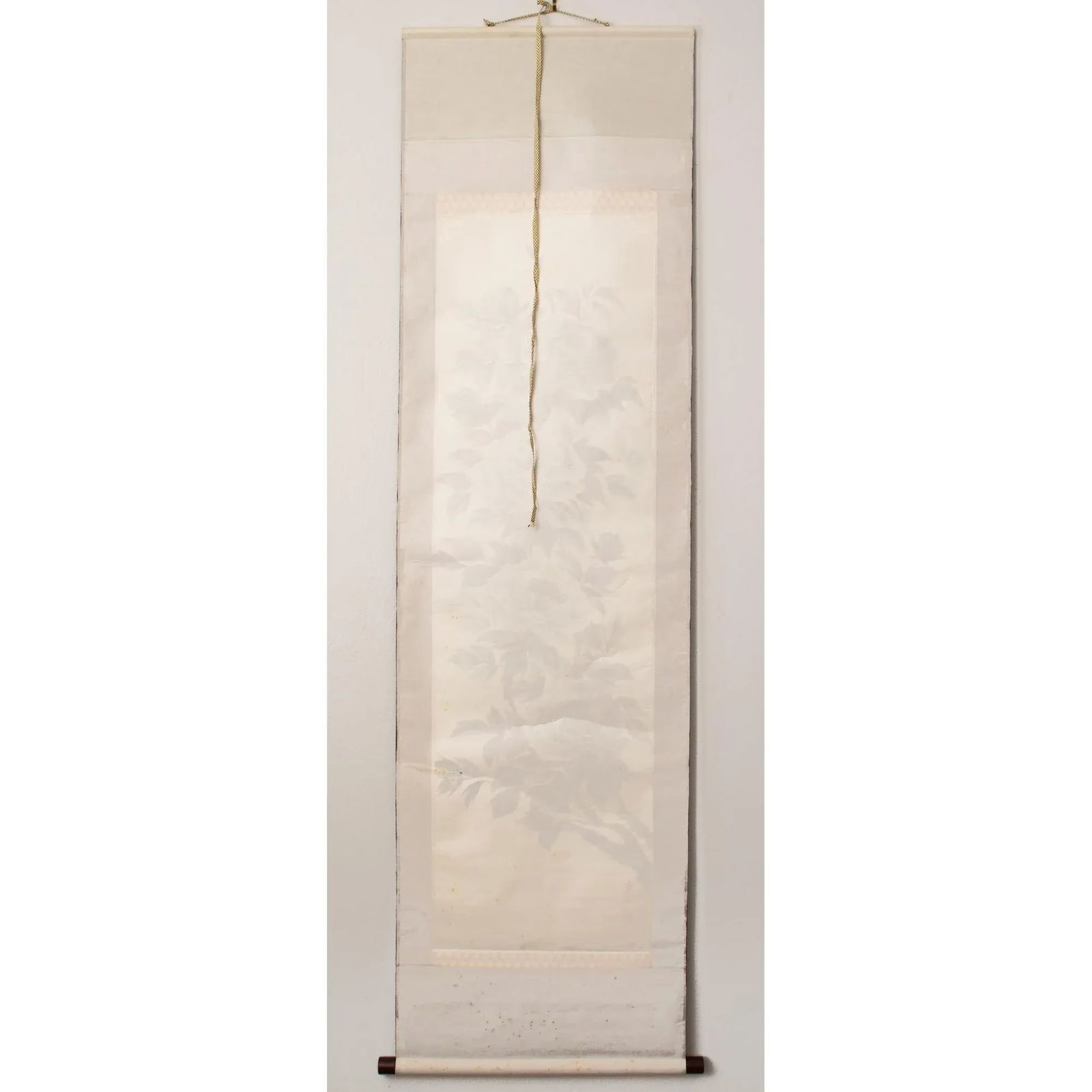 Post-1940 Showa Era Japanese Monochrome Watercolor Scroll Painting "Peonies" - 10