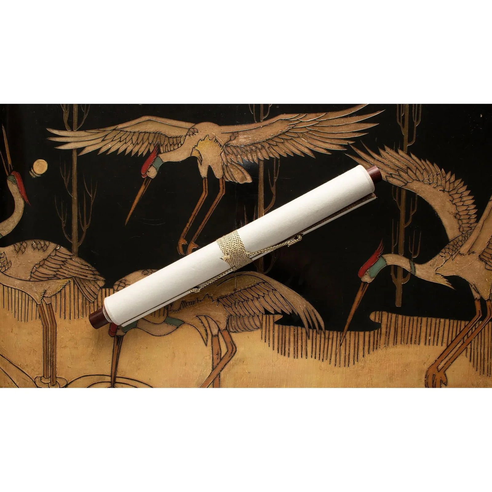 Post-1940 Showa Era Japanese Monochrome Watercolor Scroll Painting "Peonies" - 12