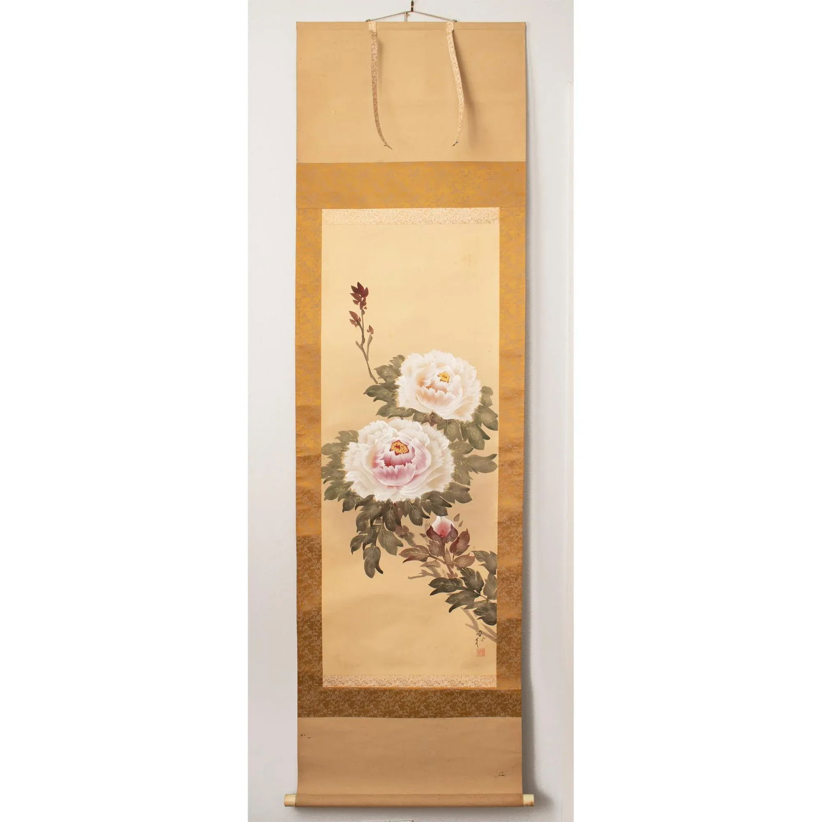 Post-1940 Showa Era Japanese Scroll Painting "Peonies" - 10
