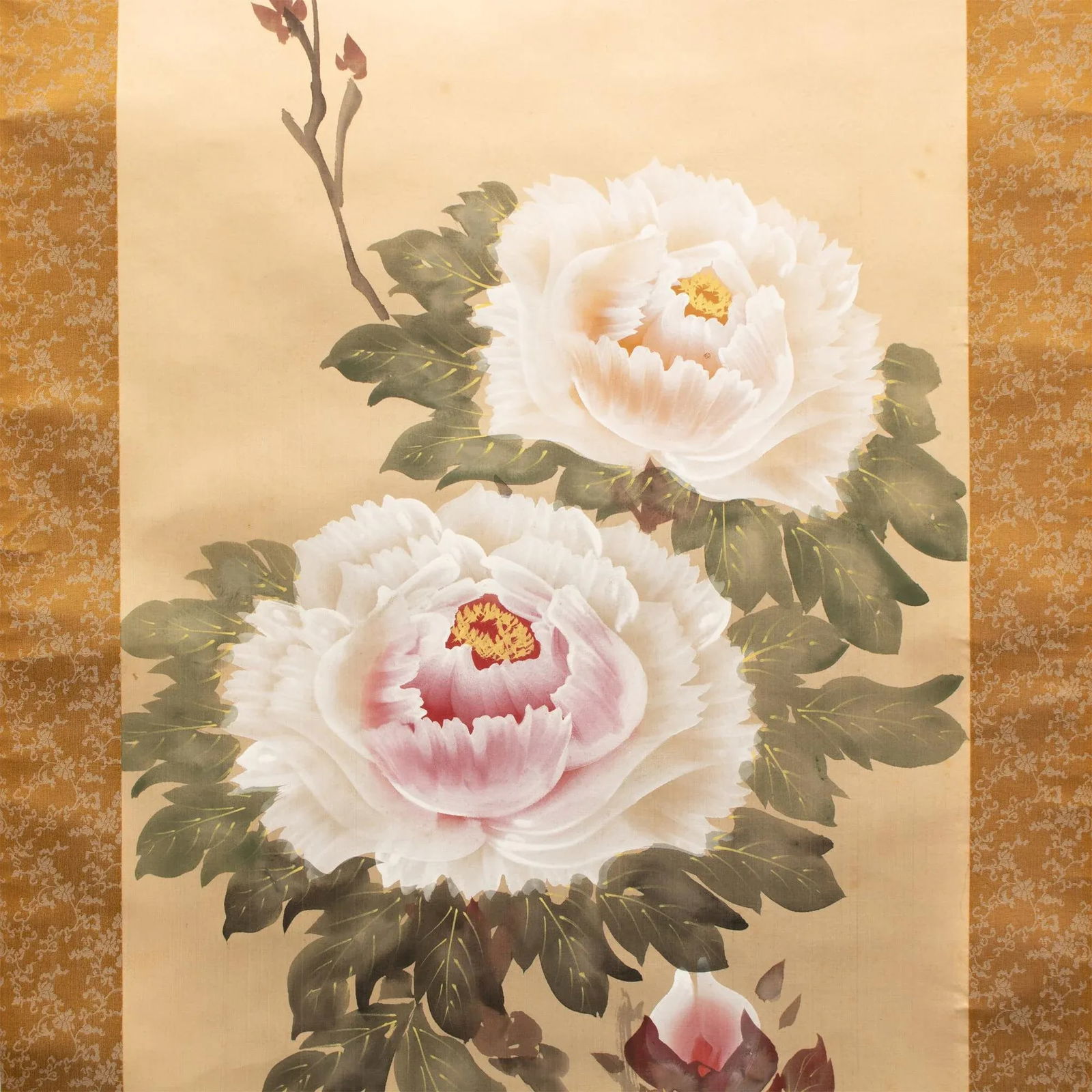 Post-1940 Showa Era Japanese Scroll Painting "Peonies" - 5