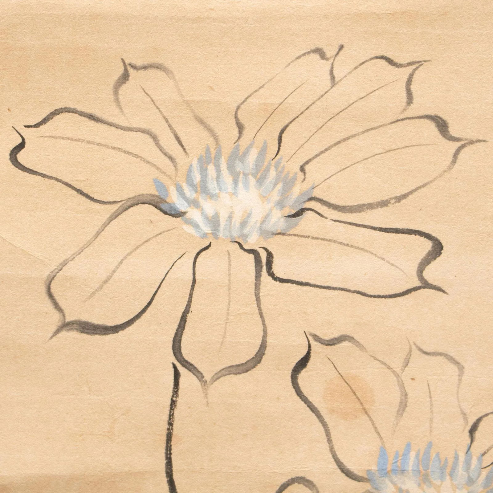 Early Showa Era Japanese Monochrome Scroll Painting "Sparrow and Camellia" - 6