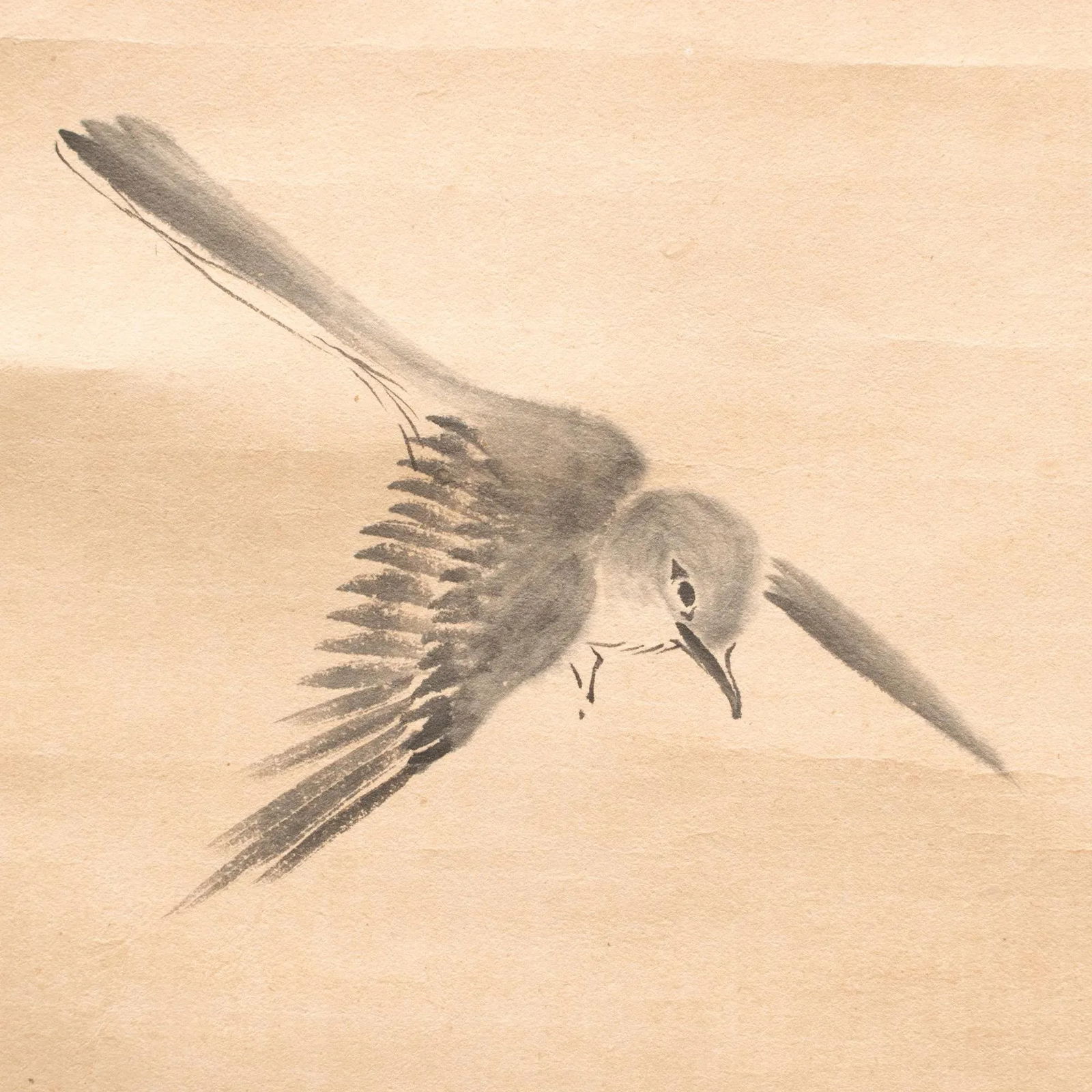 Early Showa Era Japanese Monochrome Scroll Painting "Sparrow and Camellia" - 7