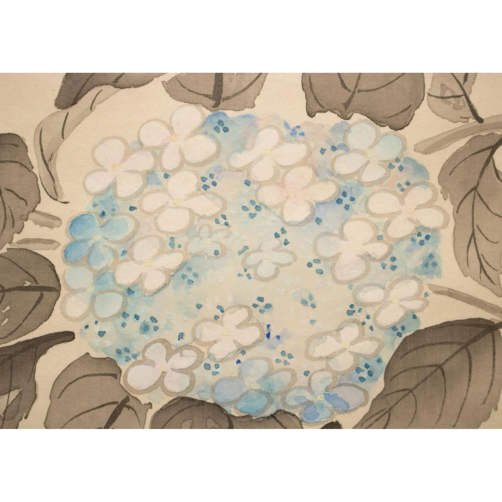 Post-1940 Showa Era Japanese Silk Scroll Painting "Butterfly and Hydrangea Flowers" - 3