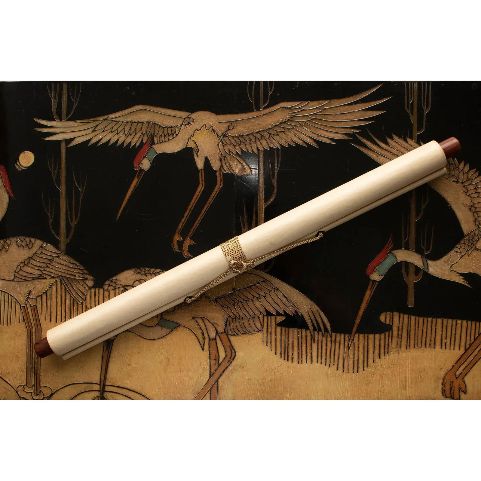 Post-1940 Showa Era Japanese Silk Scroll Painting "Butterfly and Hydrangea Flowers" - 9