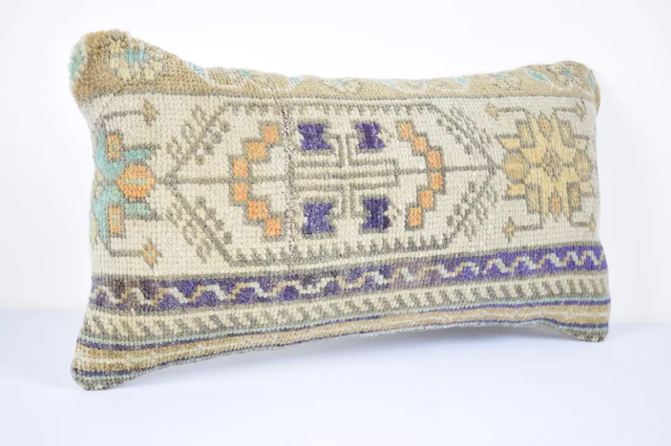 Ethnic Cushion Cover, Wool Lumbar Pillow Cushion Cover 10'' X 20'' (25 X 50 Cm) - 2