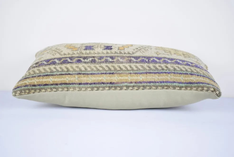 Ethnic Cushion Cover, Wool Lumbar Pillow Cushion Cover 10'' X 20'' (25 X 50 Cm) - 3