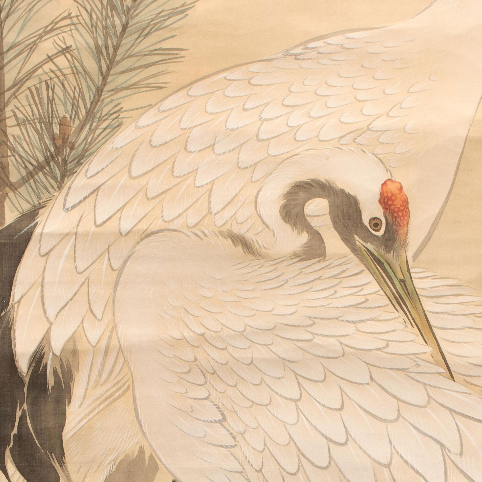 Meiji Era C. 1900s Silk Scroll Paintings by Sekkou Matsudaira, With Wooden Case, Pair - 7