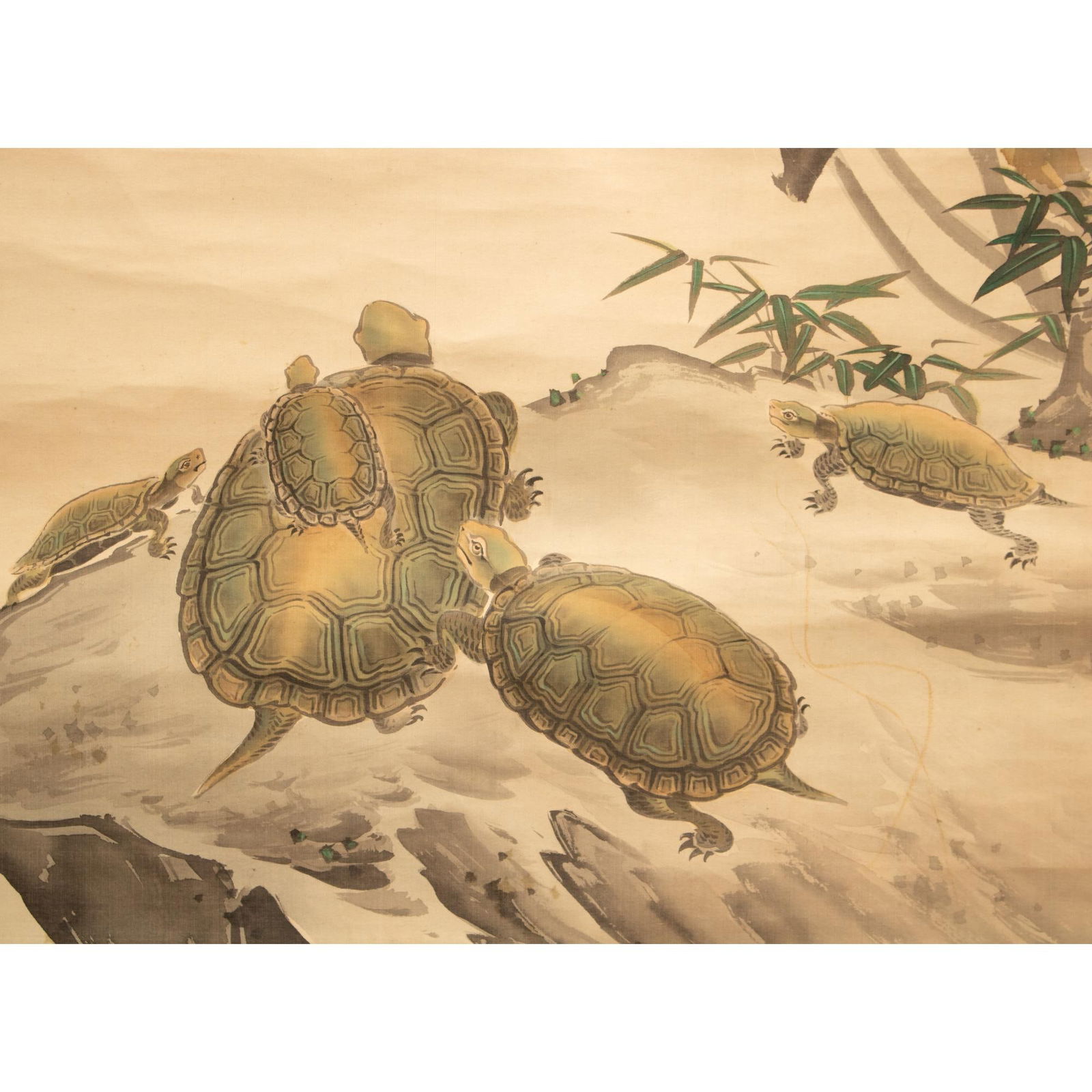 Meiji Era C. 1900s Silk Scroll Paintings by Sekkou Matsudaira, With Wooden Case, Pair - 9