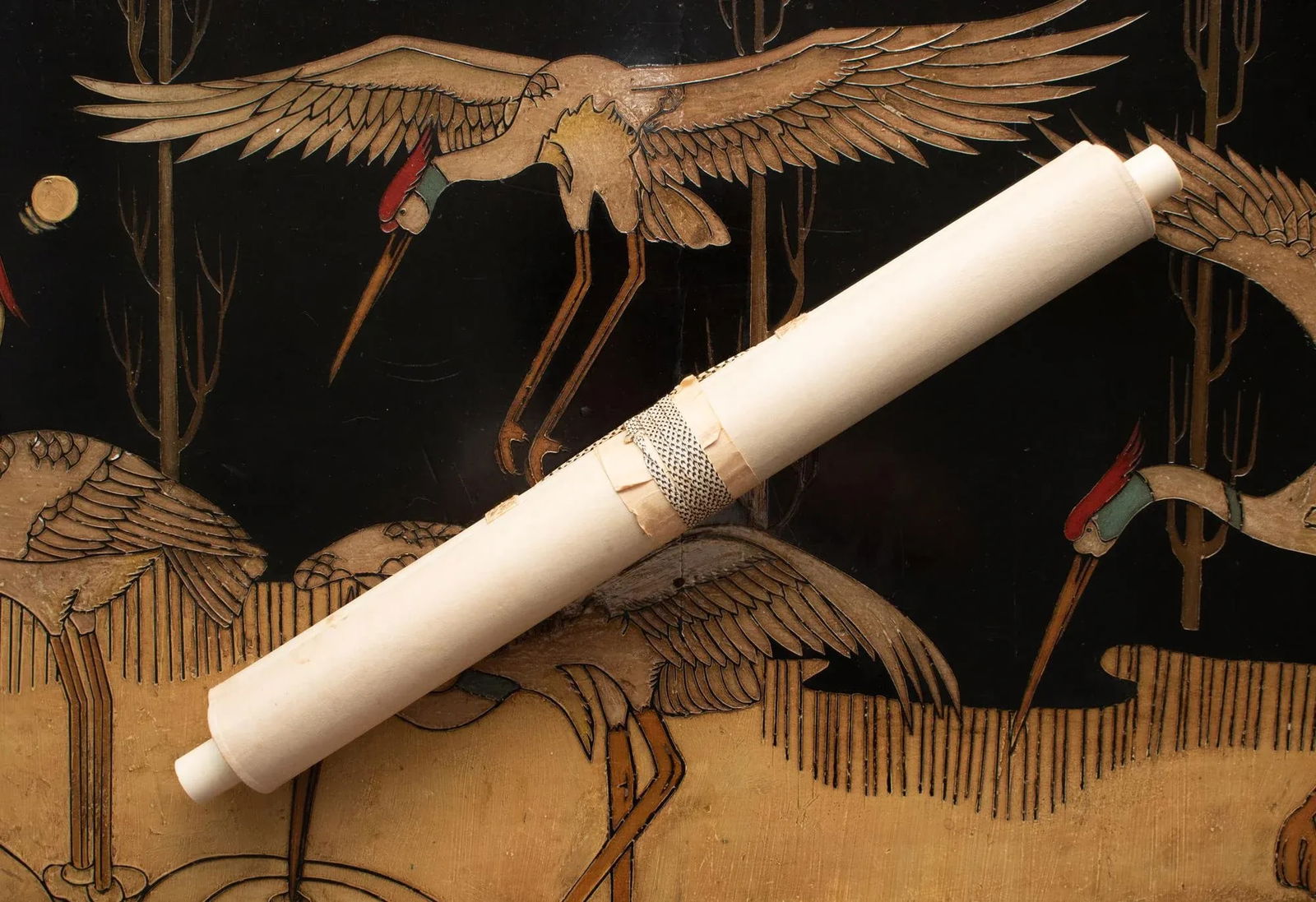 Pre-1940 Showa Era Japanese Monochrome Silk Scroll Watercolor Painting, "Landscape With River" - 12