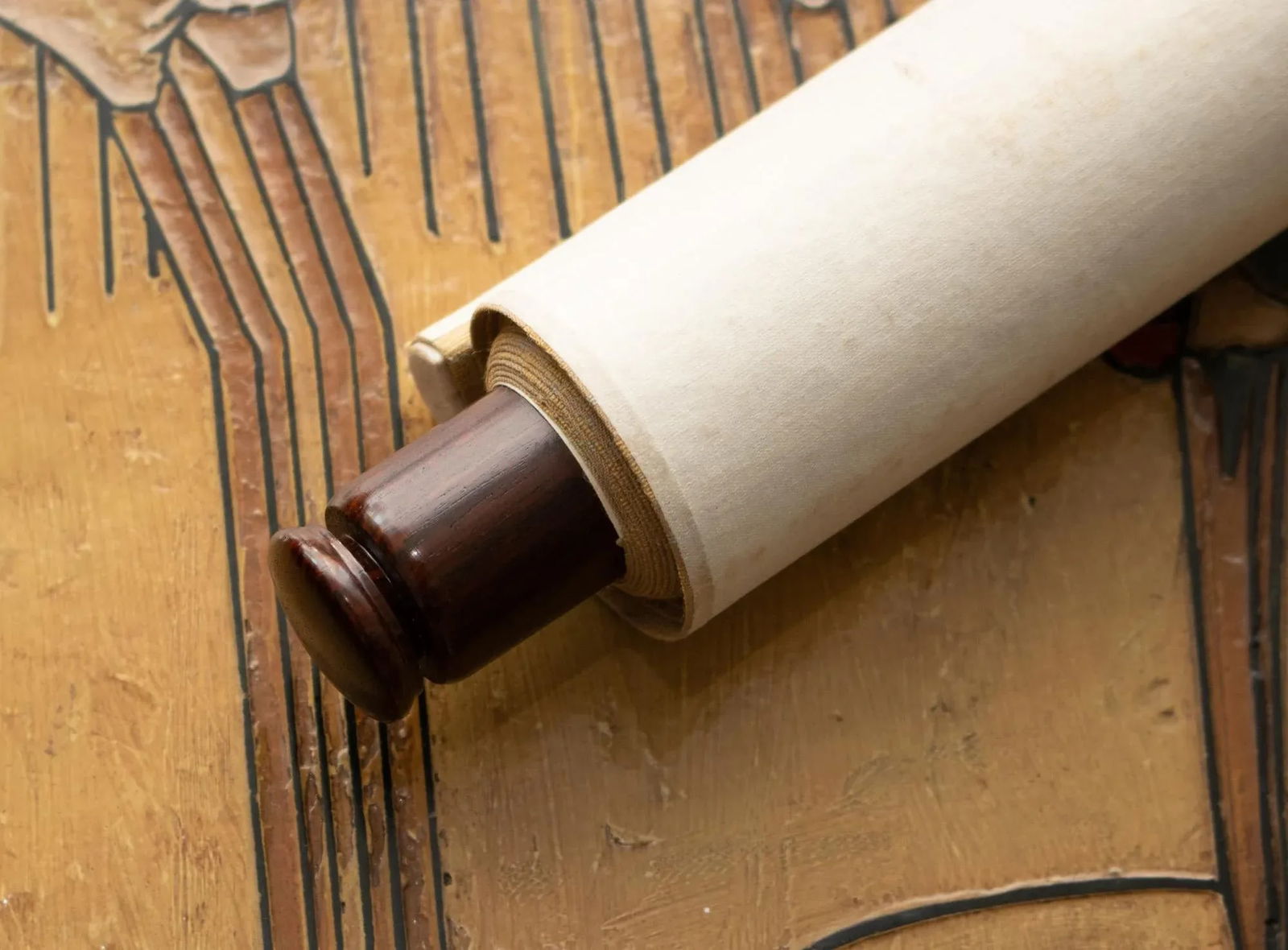 1950s XL Showa Era Japanese Monochrome Watercolor Painting, "Seascape With Red-Crowned Cranes" - 11