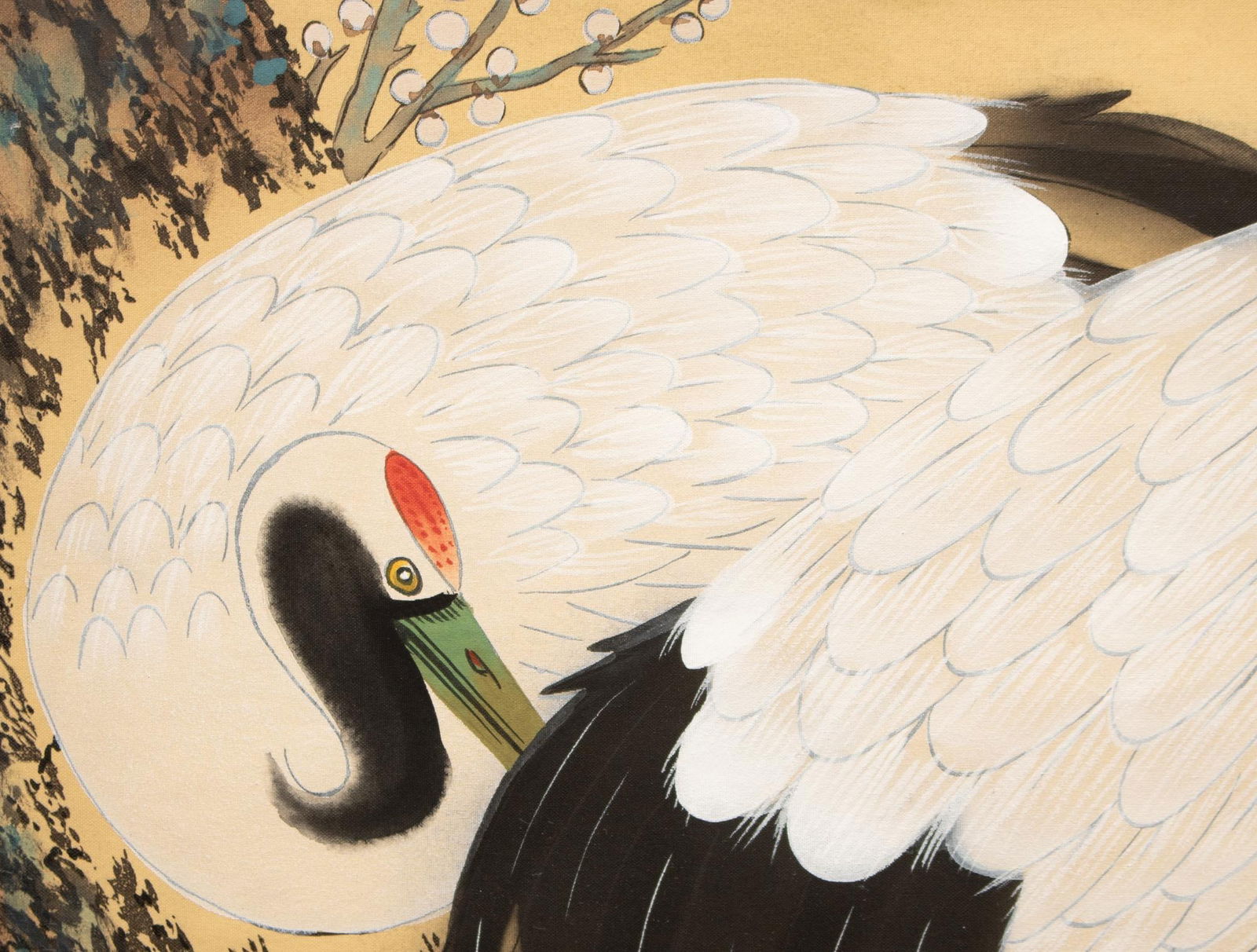 1930s Early Showa Era Japanese Watercolor Scroll Painting, "Cranes and Turtles at Sunrise" - 9