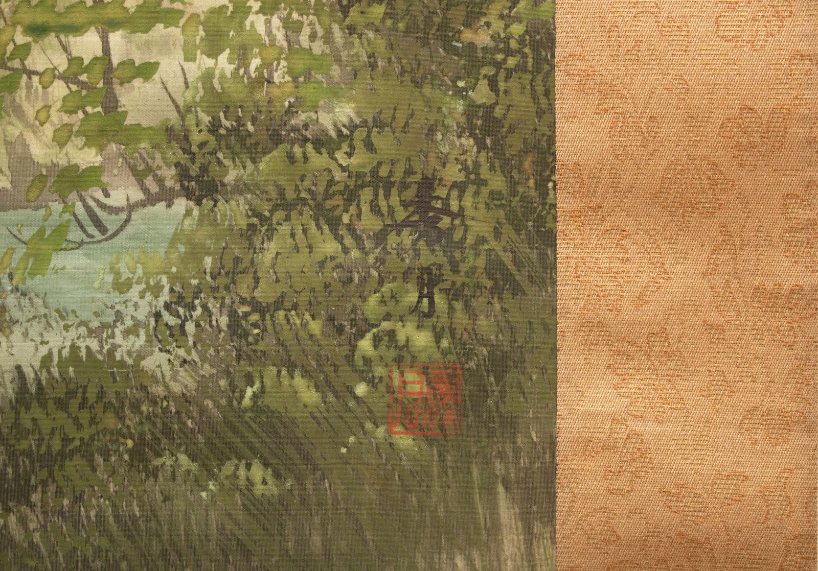 1920s Taisho to Early Showa Era Japanese Watercolor Scroll Painting, "Landscape With River" - 9