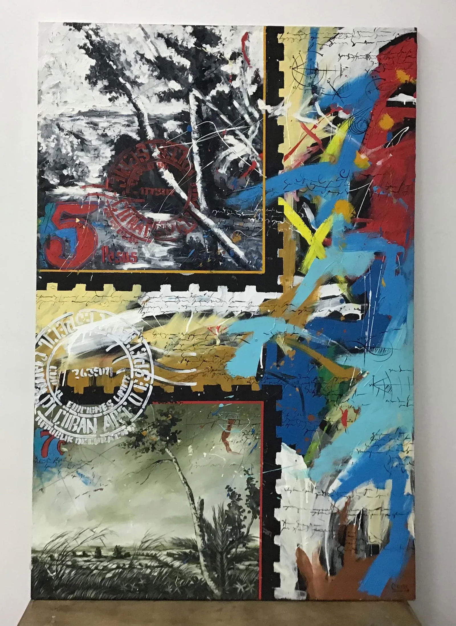 Large Abstract Oil on Canvas Painting, Signed - 10