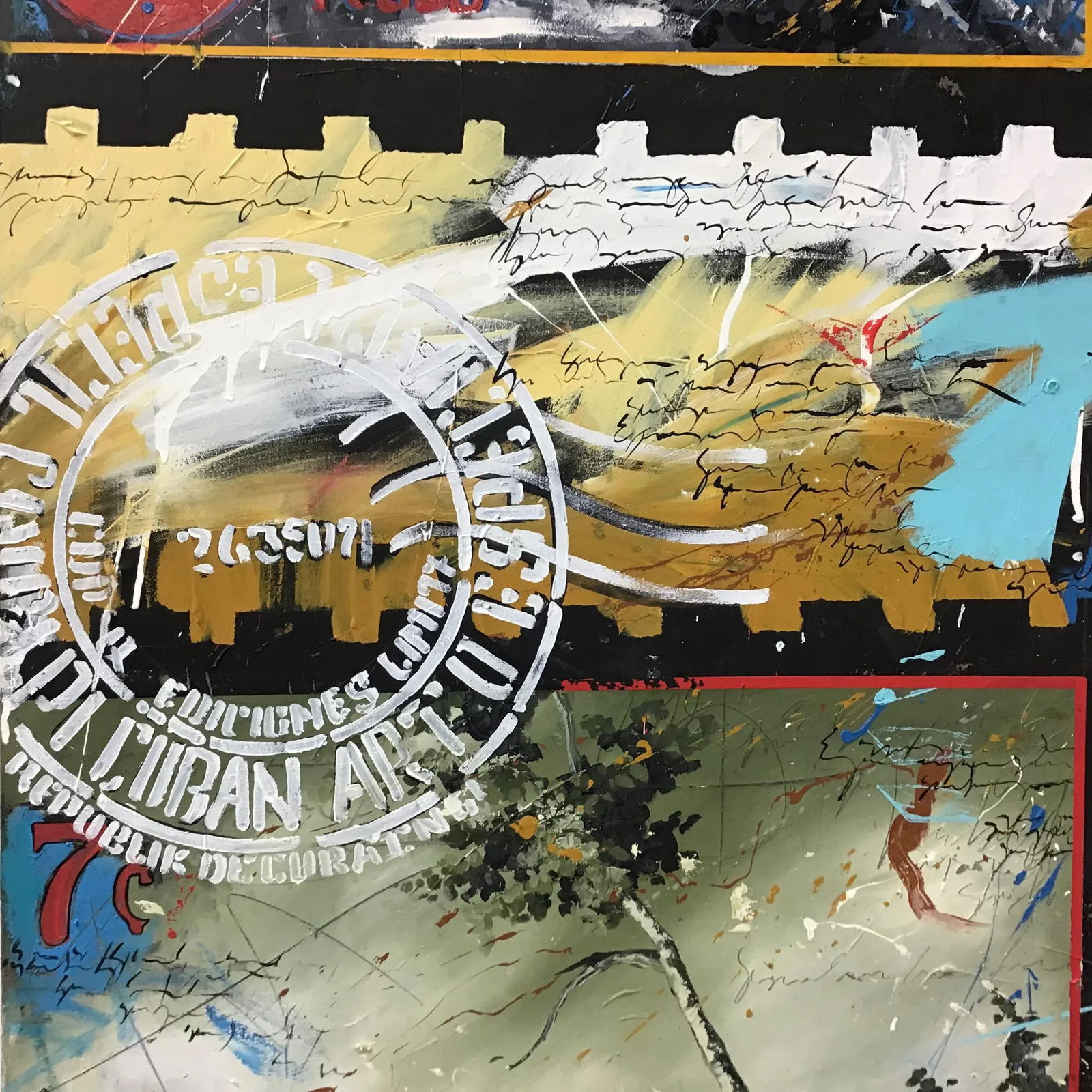 Large Abstract Oil on Canvas Painting, Signed - 3