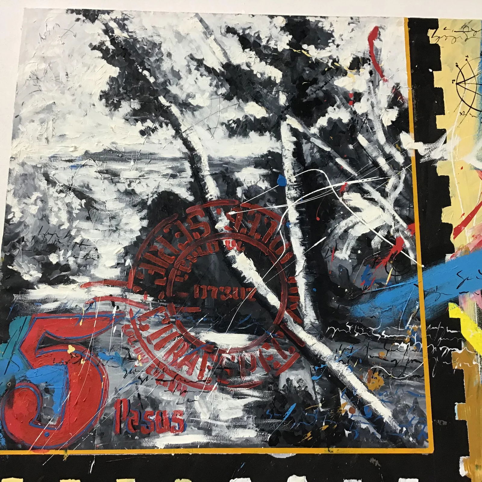 Large Abstract Oil on Canvas Painting, Signed - 5