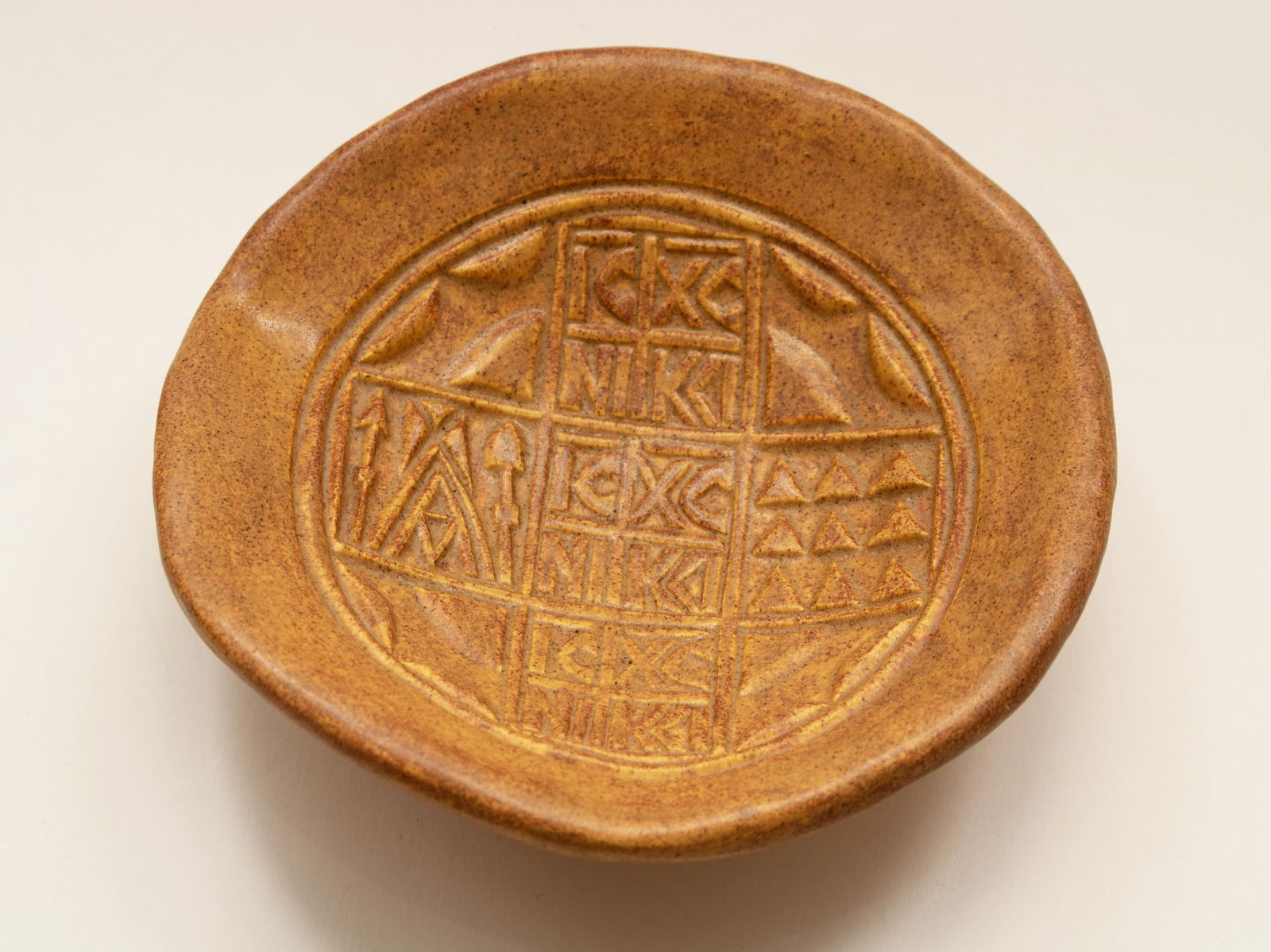 Greek Orthodox Handmade Decorative Footed Ceramic Bowl - 2