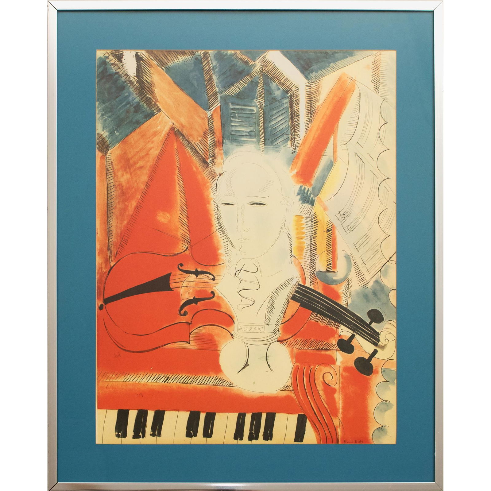 XL Late 20th Century After Raoul Dufy, "Homage to Mozart", Framed First Edition Offset Lithograph - 2