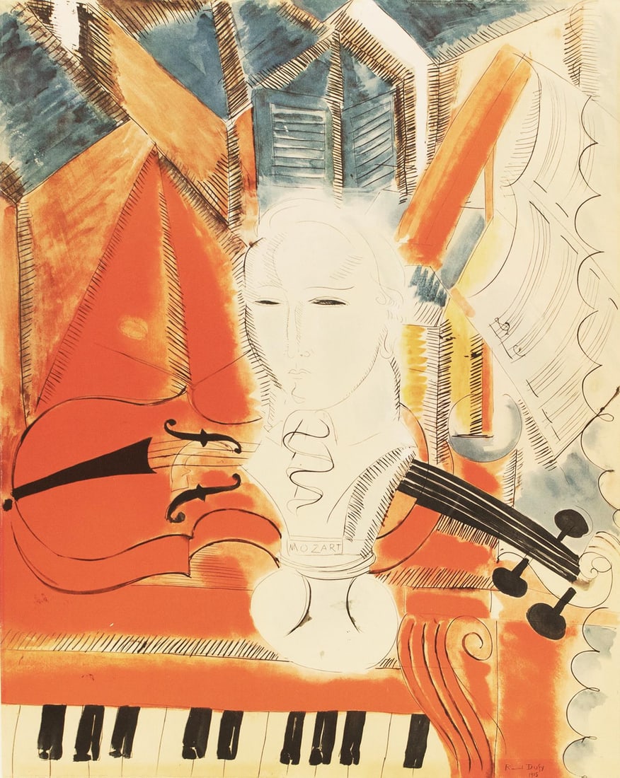 XL Late 20th Century After Raoul Dufy, "Homage to Mozart", Framed First Edition Offset Lithograph - 3