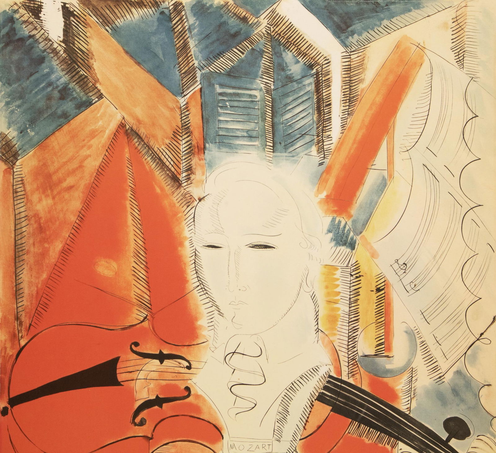 XL Late 20th Century After Raoul Dufy, "Homage to Mozart", Framed First Edition Offset Lithograph - 5