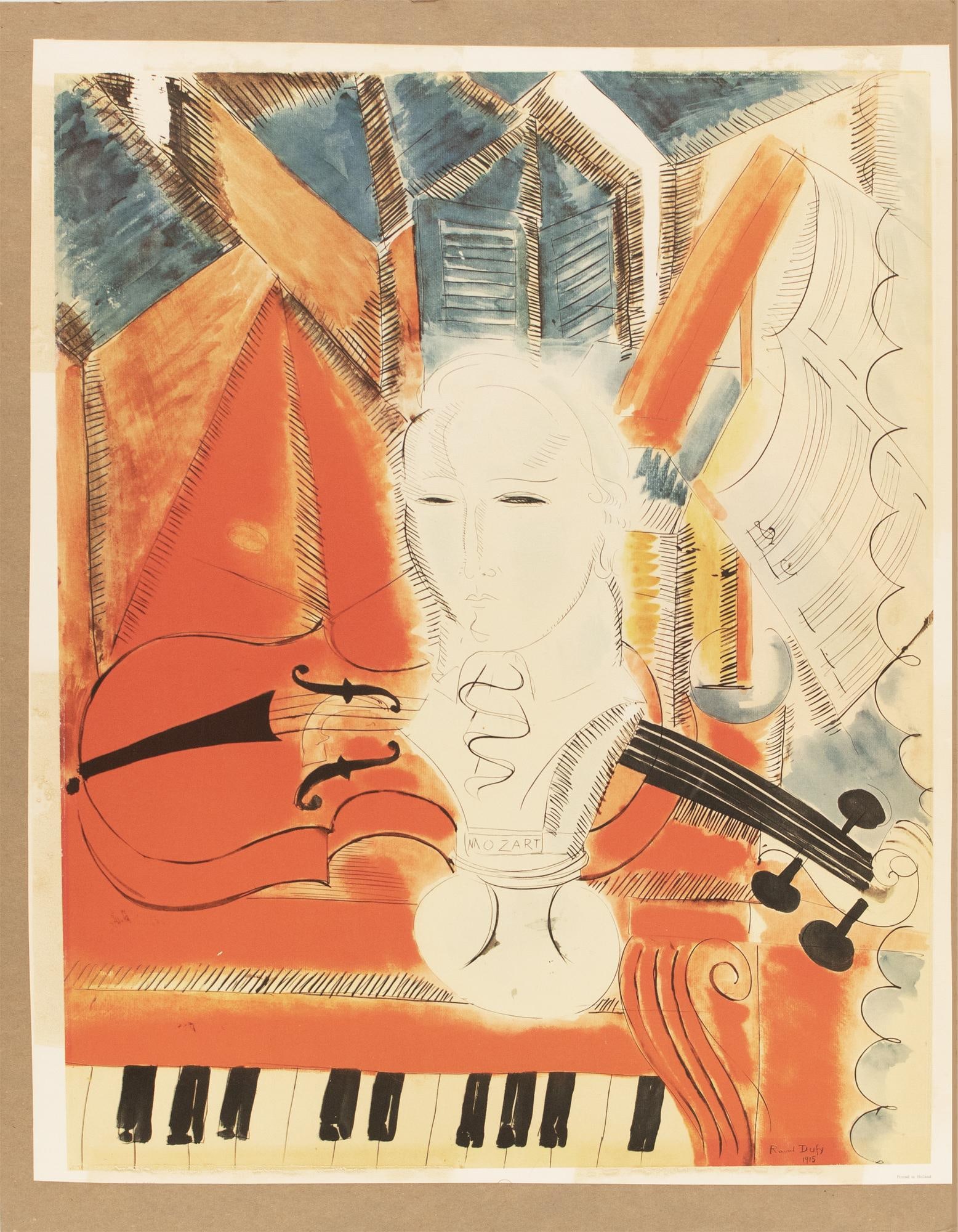 XL Late 20th Century After Raoul Dufy, "Homage to Mozart", Framed First Edition Offset Lithograph - 6