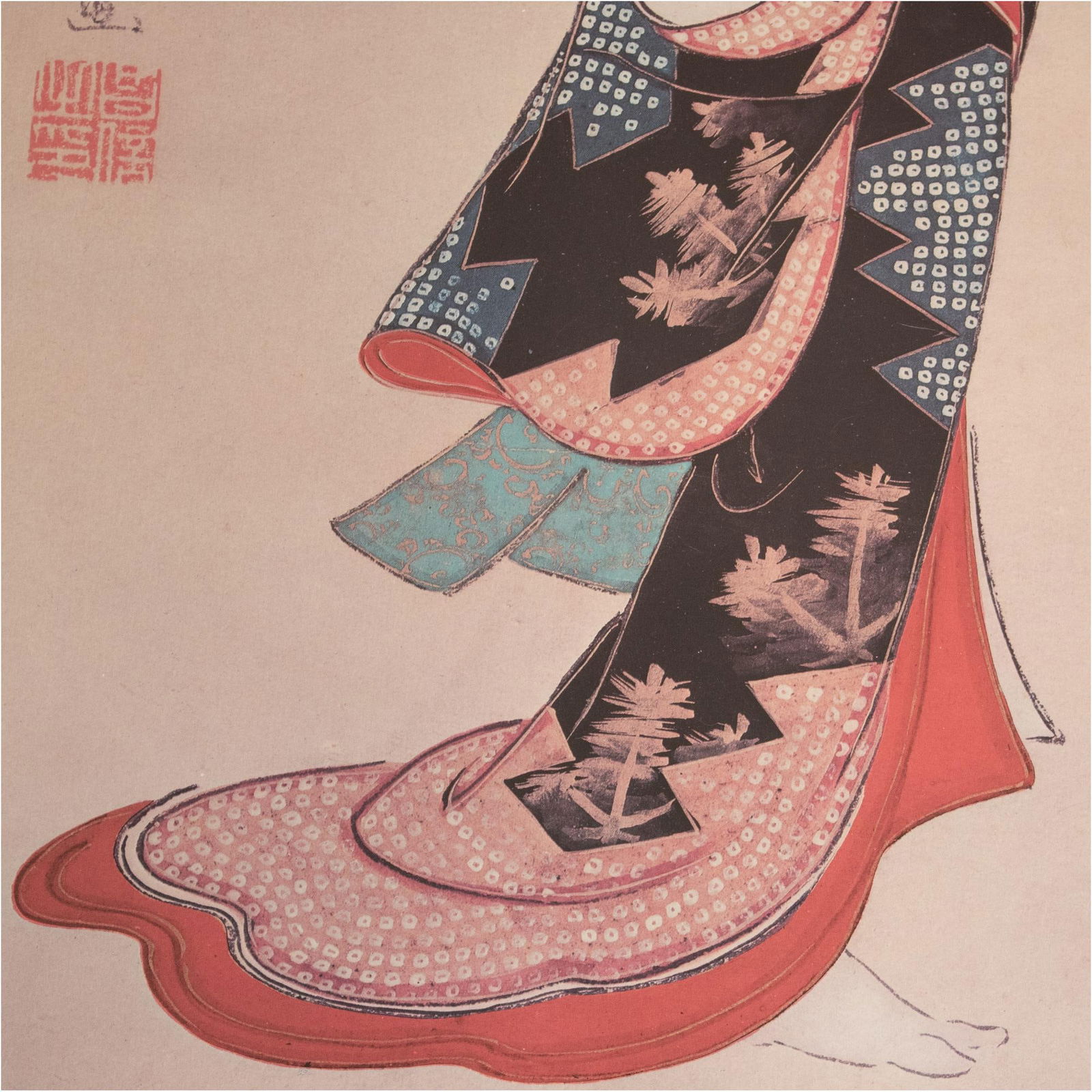 Mid 20th Century XL ShÅwa Era "Lady With a Puppet", Japanese Ukiyo-E Print, Framed - 3