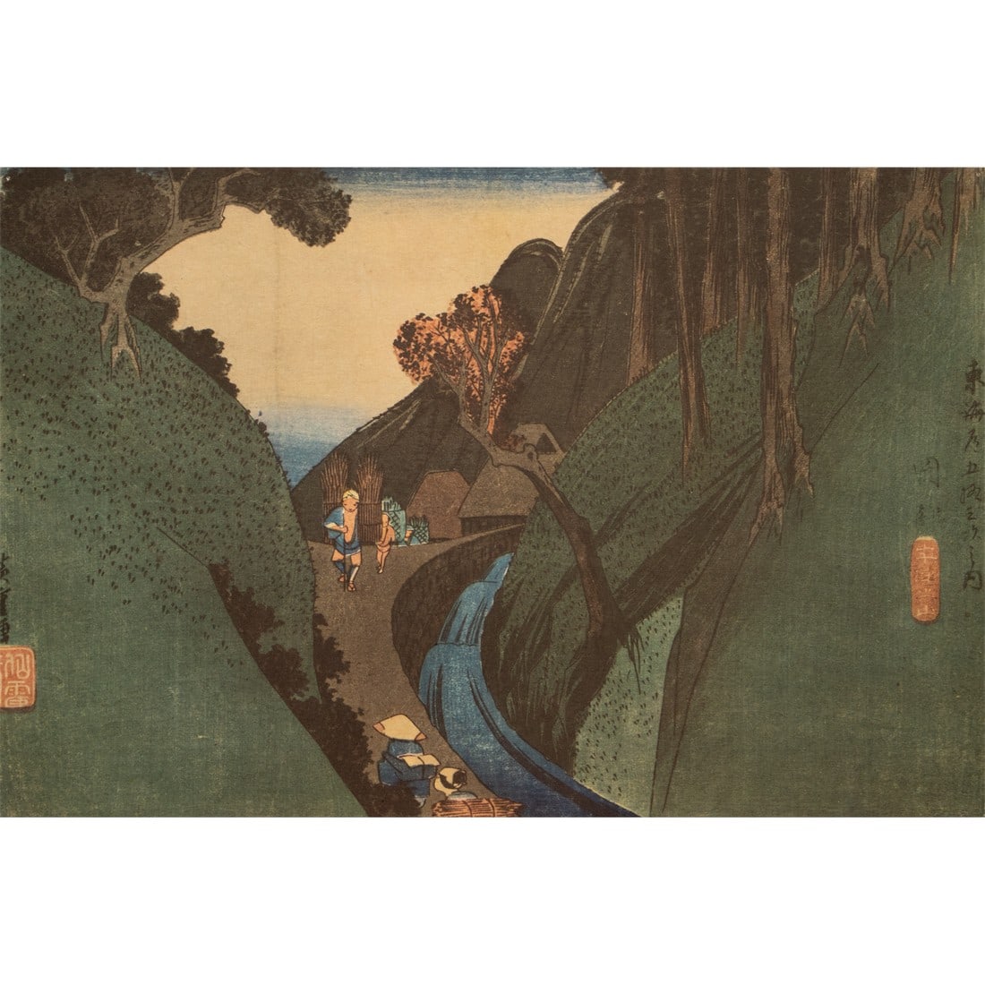 1960 After Hiroshige "The 53 Stations of Tokaido Road: 21st Station" French Ukiyo-E Print (1 of 10)