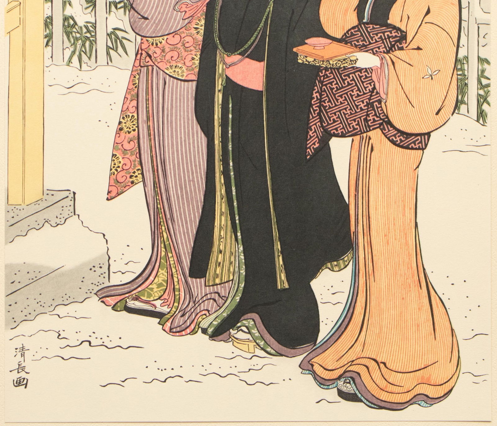 1964 After Kiyonaga "Snow View at Matsuchi-Yama", Full-Color Print From Japan - 4