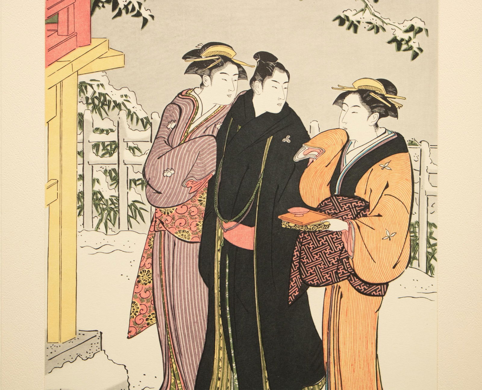 1964 After Kiyonaga "Snow View at Matsuchi-Yama", Full-Color Print From Japan - 5