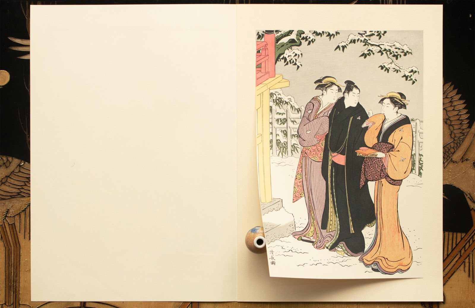 1964 After Kiyonaga "Snow View at Matsuchi-Yama", Full-Color Print From Japan - 7