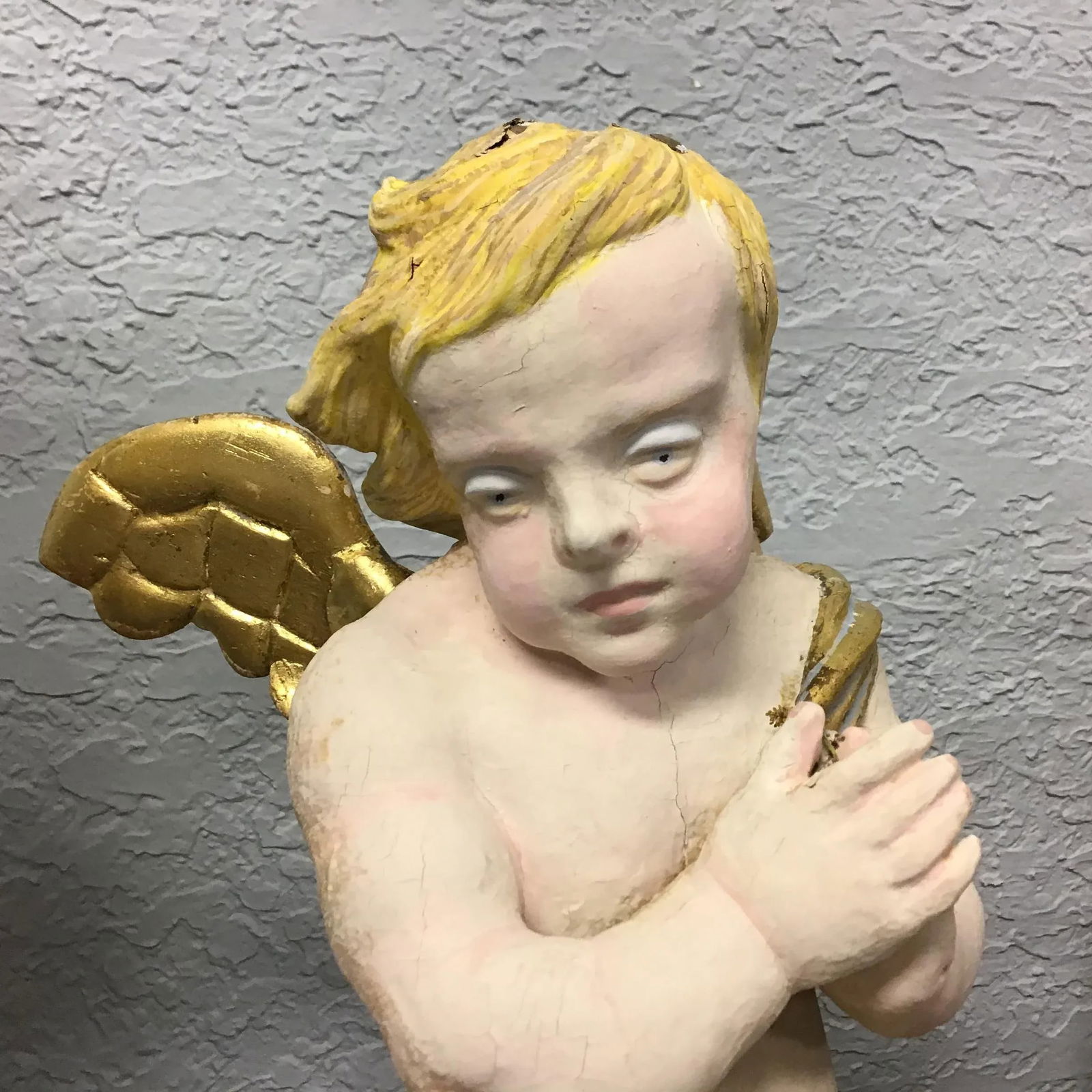 19th Century Wood Hand Carved Cherubs or Angels - a Pair - 4