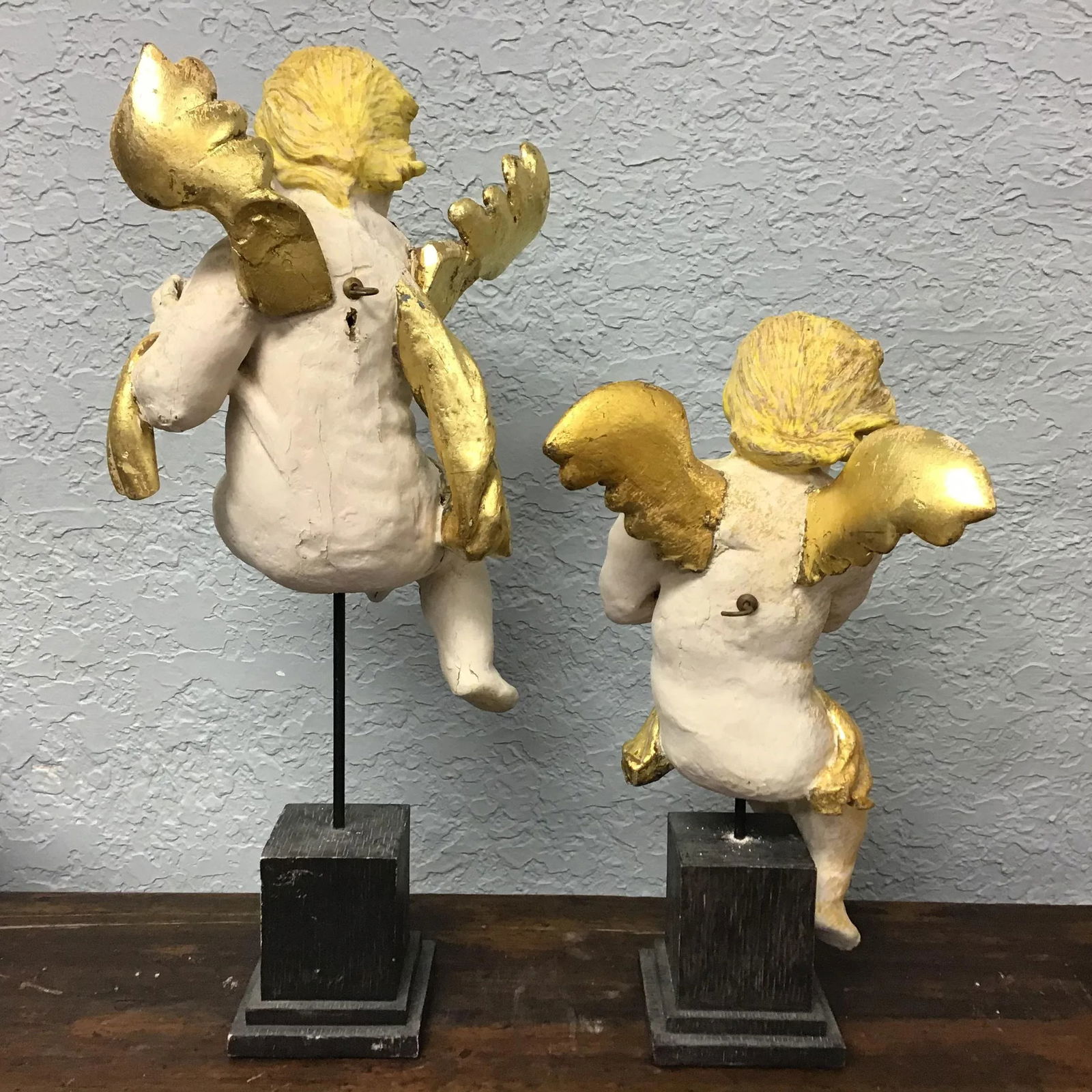 19th Century Wood Hand Carved Cherubs or Angels - a Pair - 8