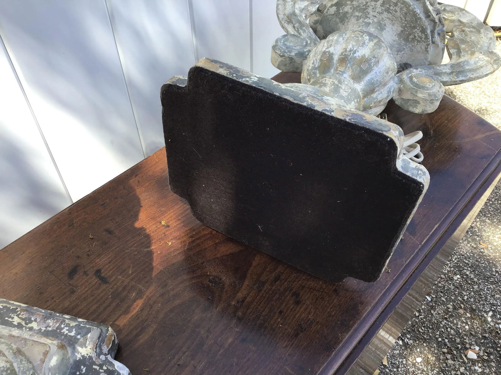 Carved Distressed Wood Italian Urn Table Lamps - 7