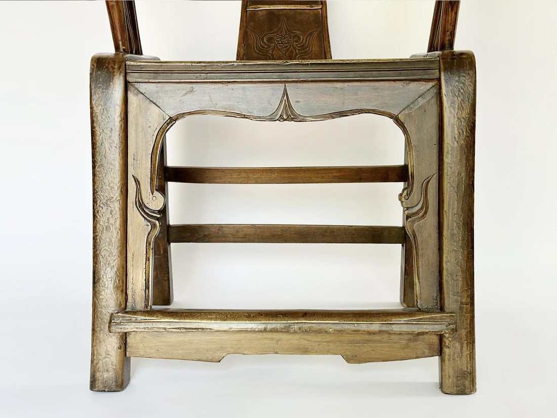 Early 1900s Antique Carved Wood Horseshoe Armchair - 10