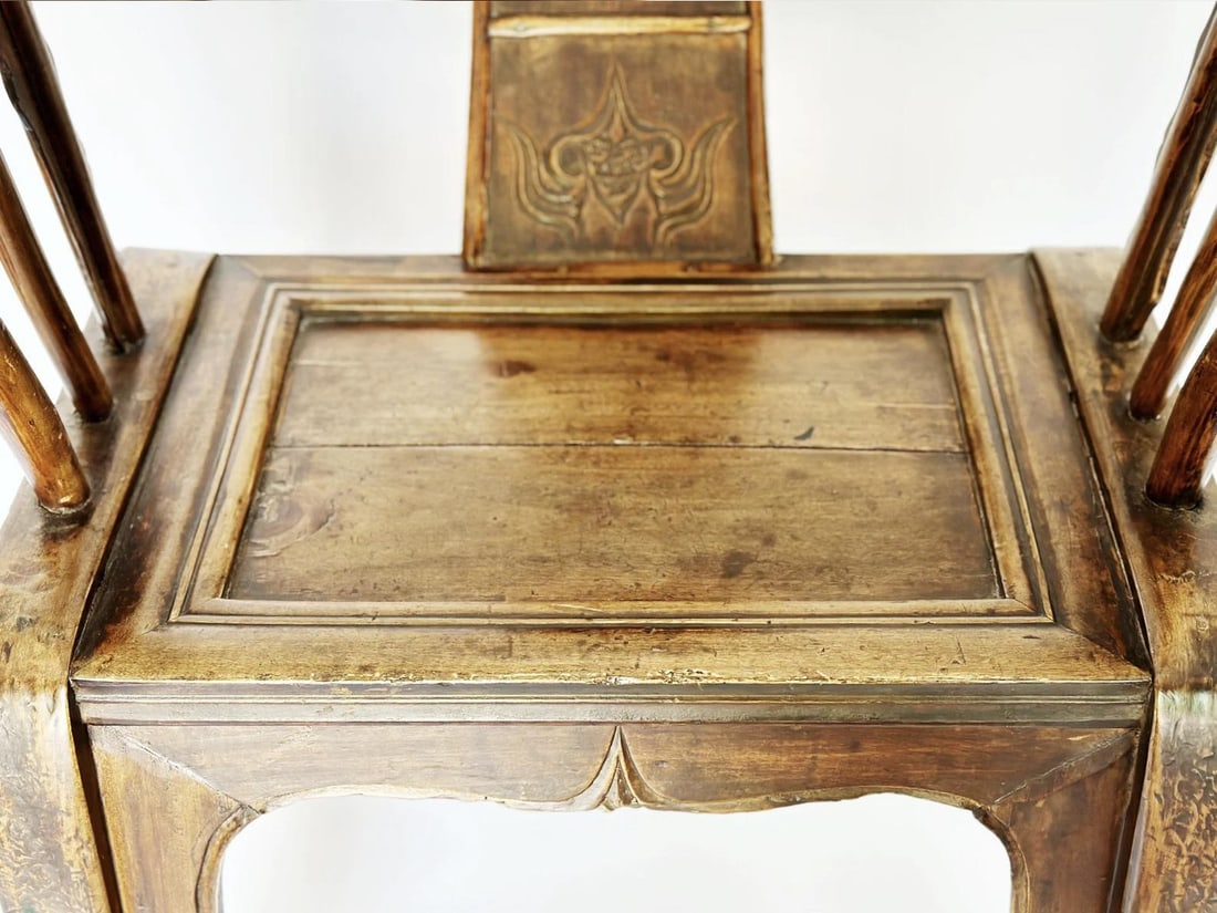 Early 1900s Antique Carved Wood Horseshoe Armchair - 11