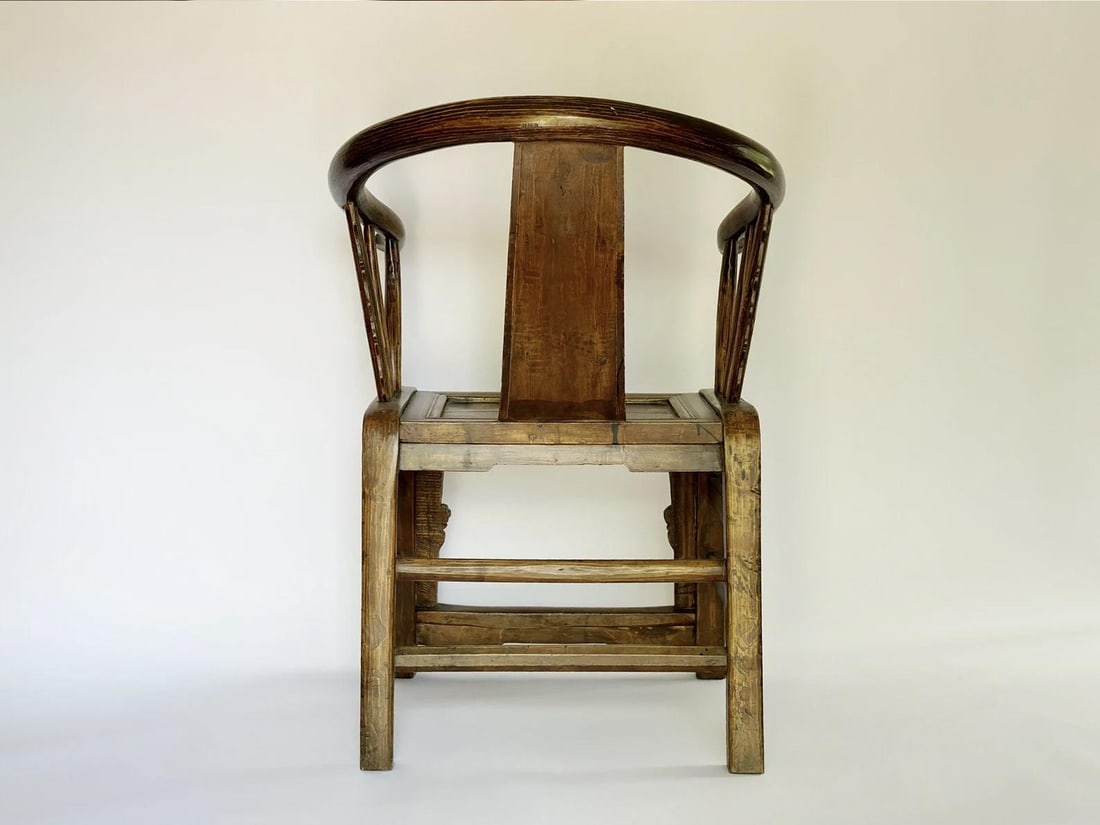 Early 1900s Antique Carved Wood Horseshoe Armchair - 9