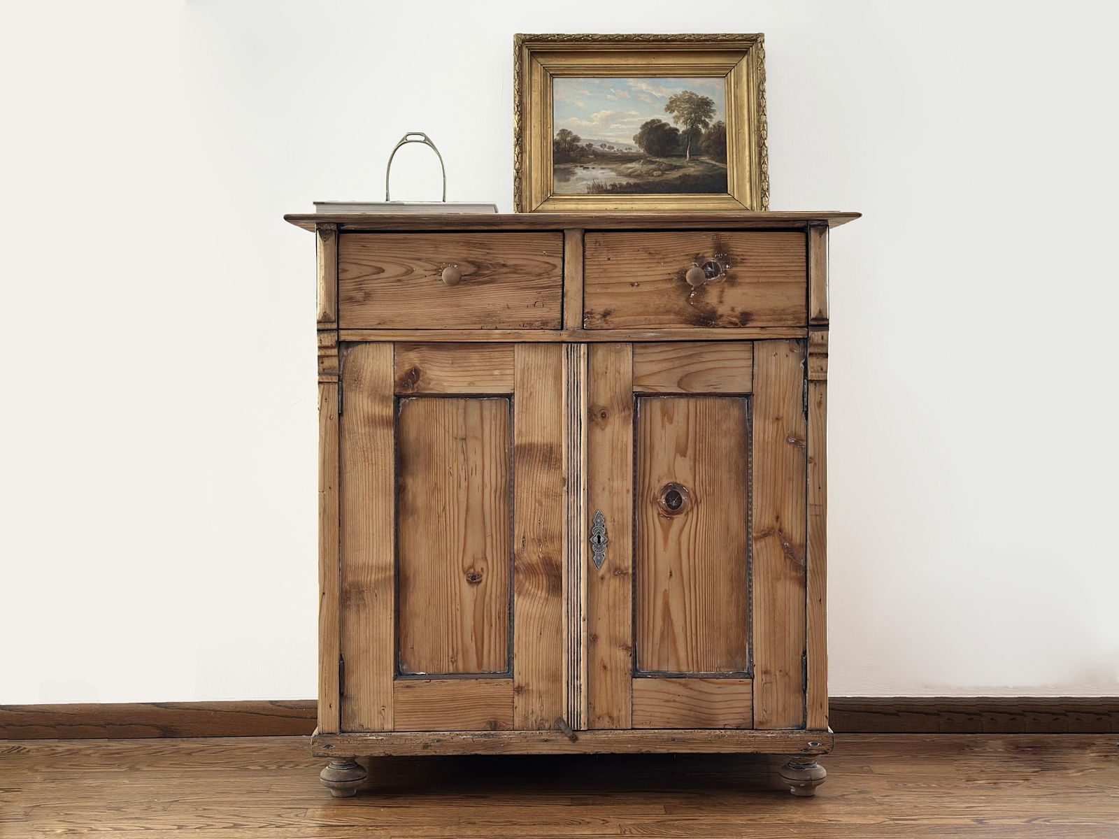1880s Antique European Scrubbed Pine Cabinet - 2
