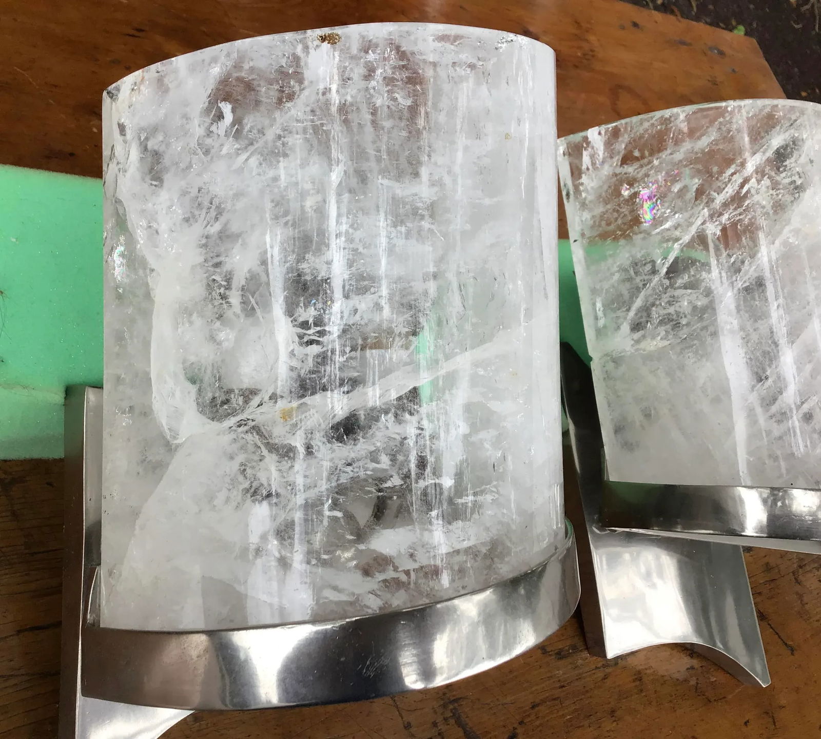 Rock Crystal and Chrome Wall Sconces - a Pair - 10